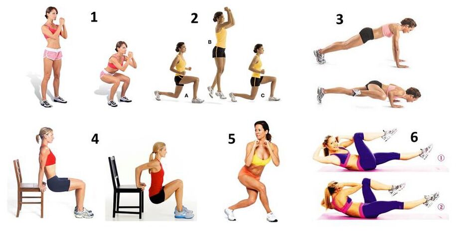 A set of exercises to lose weight at home