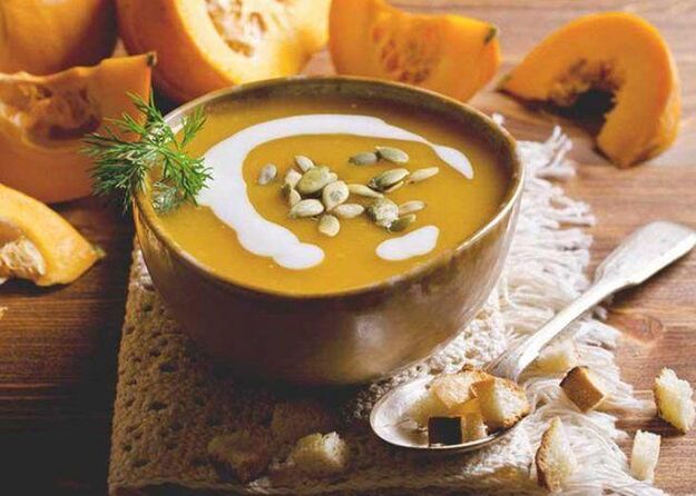 In the acute course of gastritis, cream soup should be eaten. 